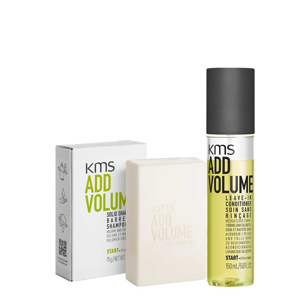 KMS Add Volume Solid Shampoo Bar 75gr Leave-In Conditioner Spray 150ml