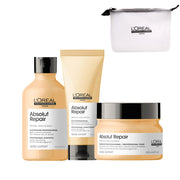 L'Oréal Professionnel Paris Serie Expert Absolut Repair Shampoo 300ml Conditioner 200ml Mask 250ml + Pouch OMAGGIO