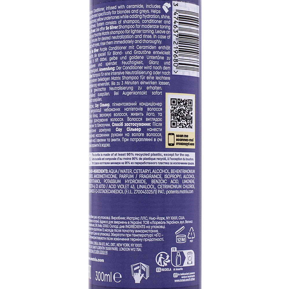 Matrix Haircare So Silver Conditioner 300ml - balsamo antigiallo