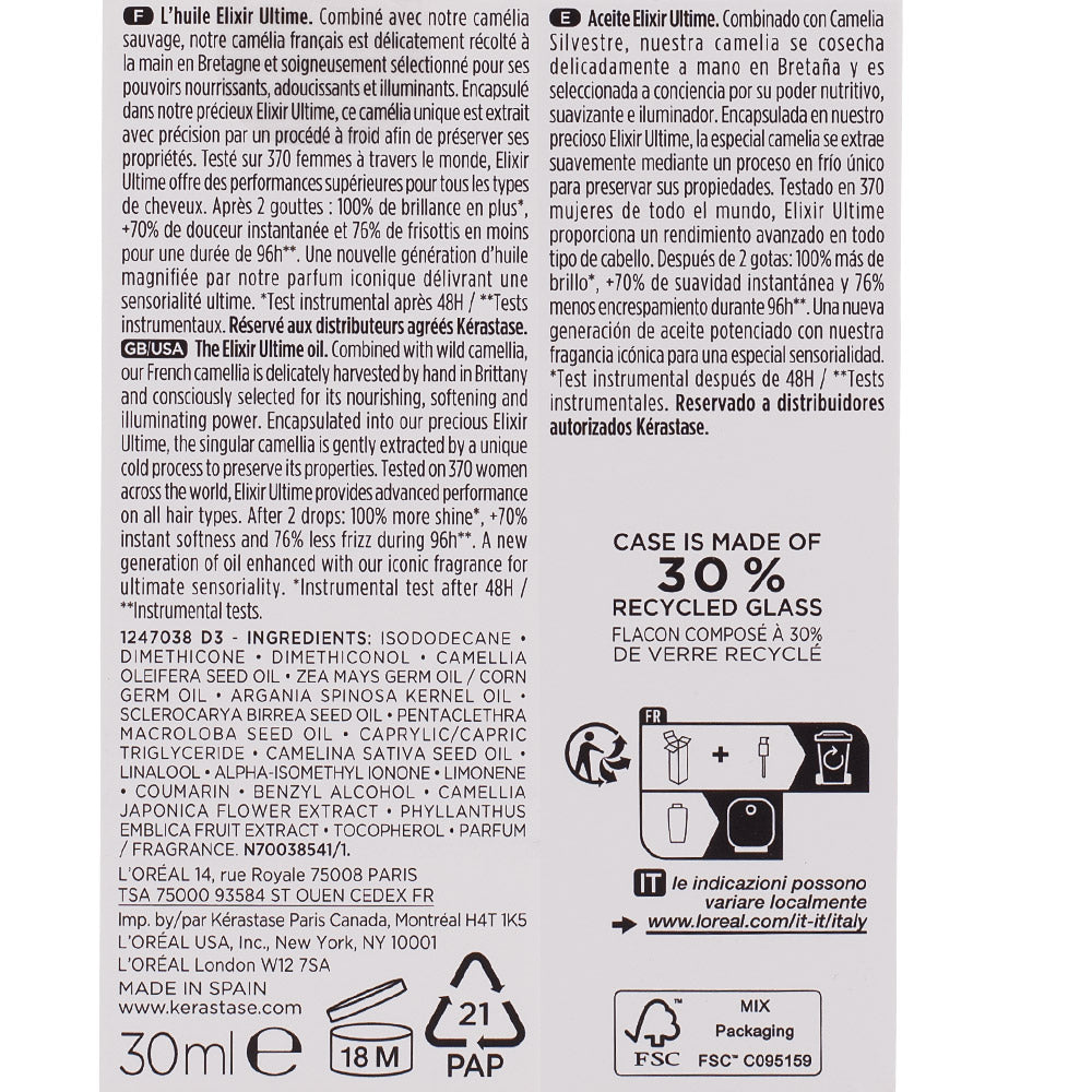 Kerastase Elixir Ultime L'Huile Originale 30ml - olio idratante anticrespo