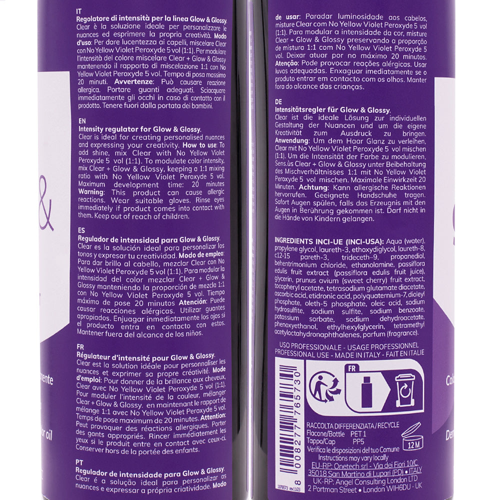 Fanola Glow & Glossy Oil Toner Clear 500ml - colorazione demi permanente in olio