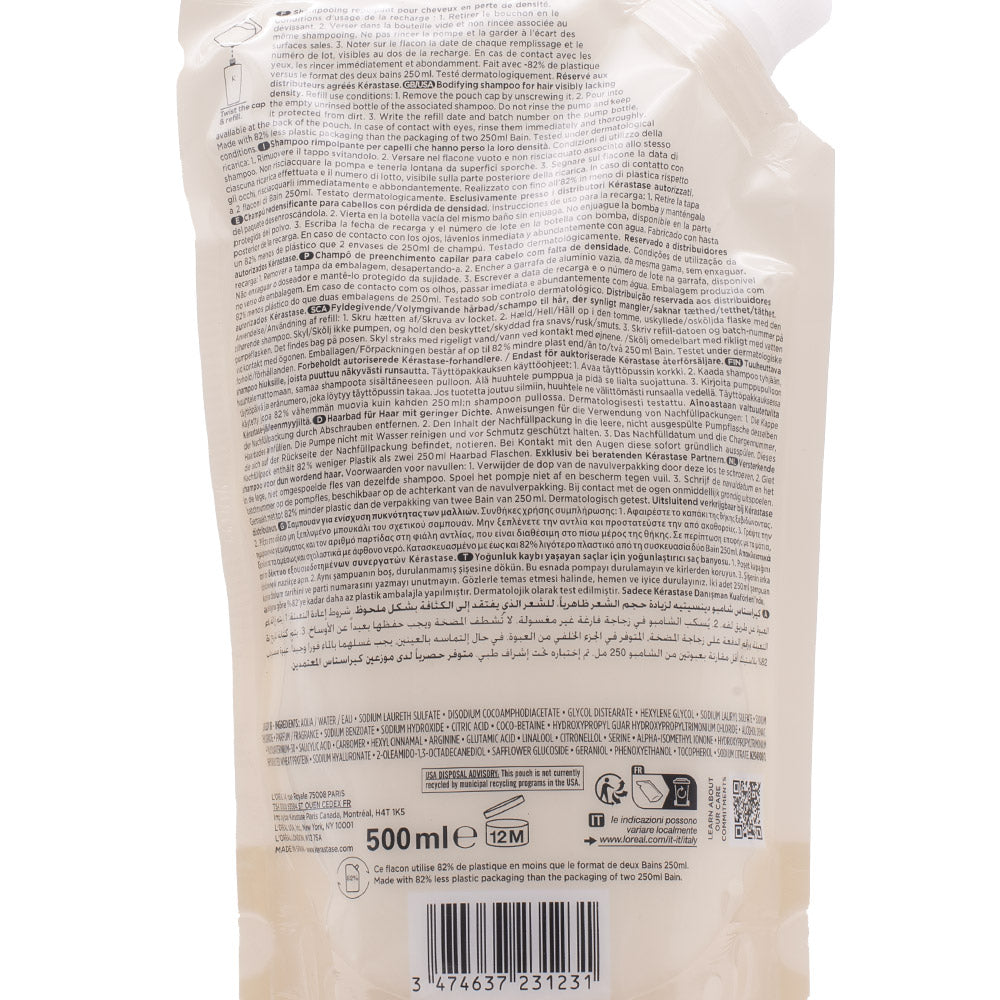 Kerastase Densifique Bain Densitè Refill 500ml -  eco-ricarica shampoo densificante