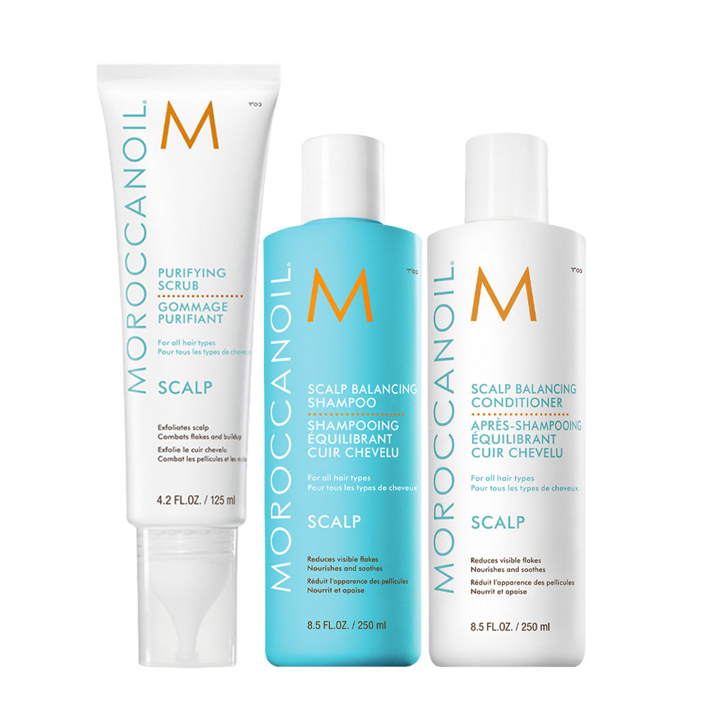 Moroccanoil Scalp Purifying Scrub 125ml  Shampoo 250ml Conditioner 250ml