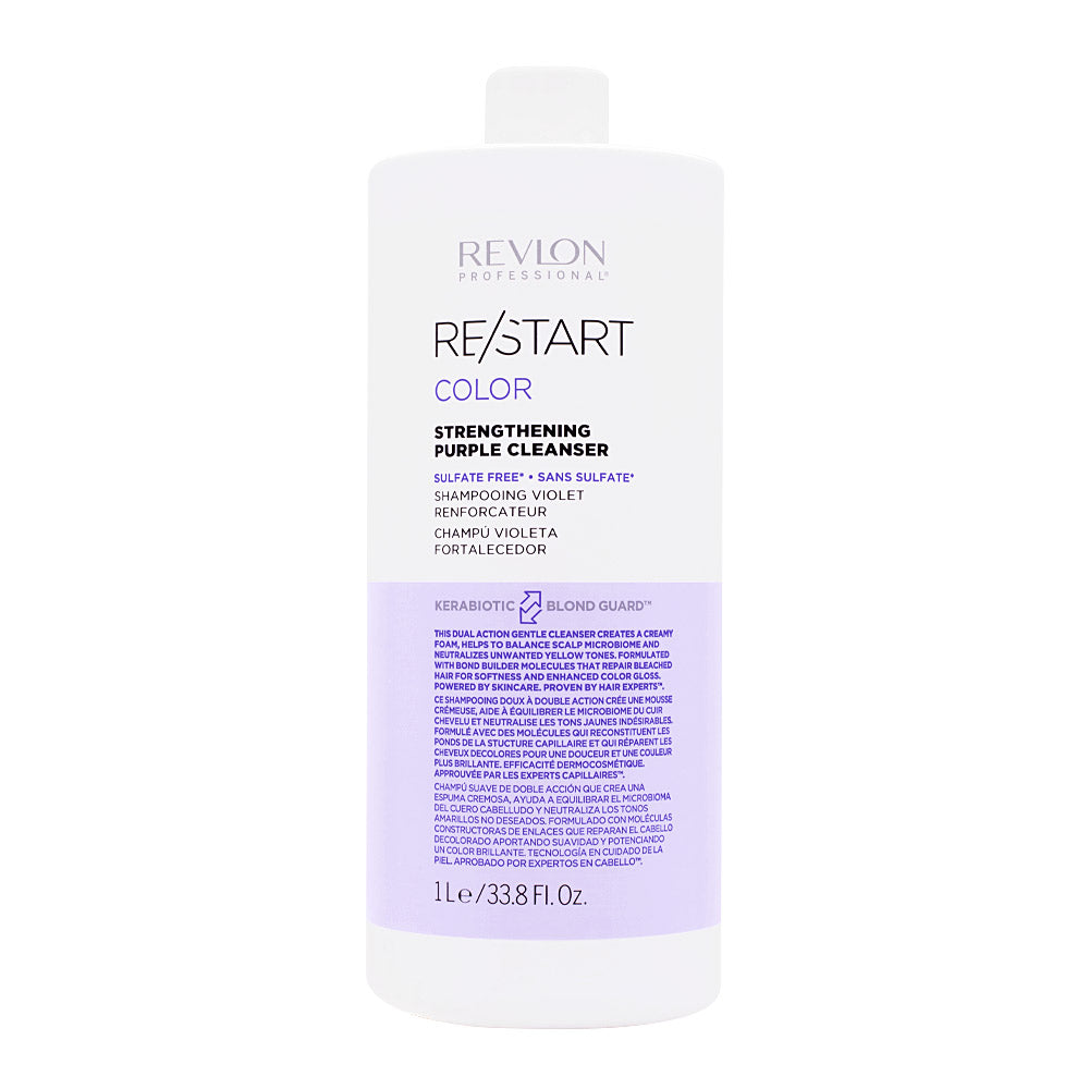 Revlon Restart Color Sthrengthening Purple Cleanser 1000ml  - shampoo antigiallo rinforzante
