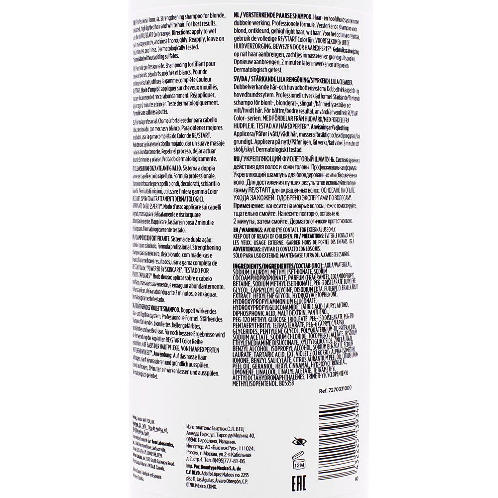 Revlon Restart Color Sthrengthening Purple Cleanser 1000ml  - shampoo antigiallo rinforzante