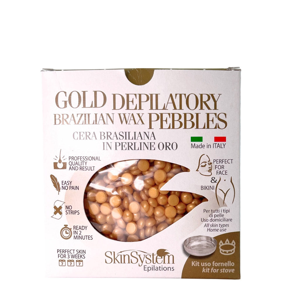 SkinSystem Gold Depilatory Brazilian Waz Pebbles Kit for Stove