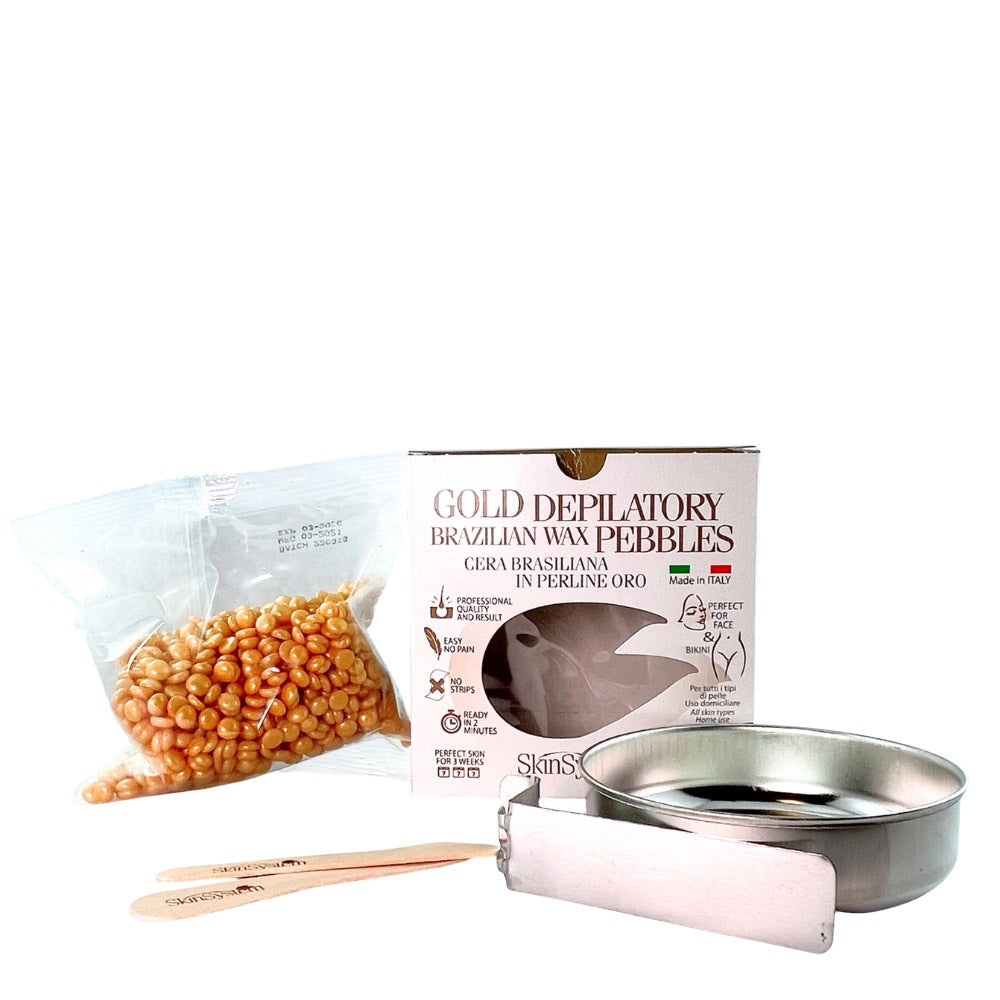 SkinSystem Gold Depilatory Brazilian Waz Pebbles Kit for Stove