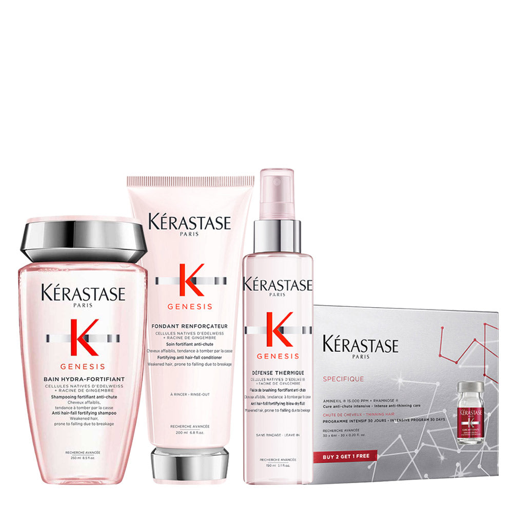 Kerastase Bain Hydra-Fortifiant 250ml Fondant 200ml Defense Thermique 150ml Cure Anti-Chute Intensive 30x6ml