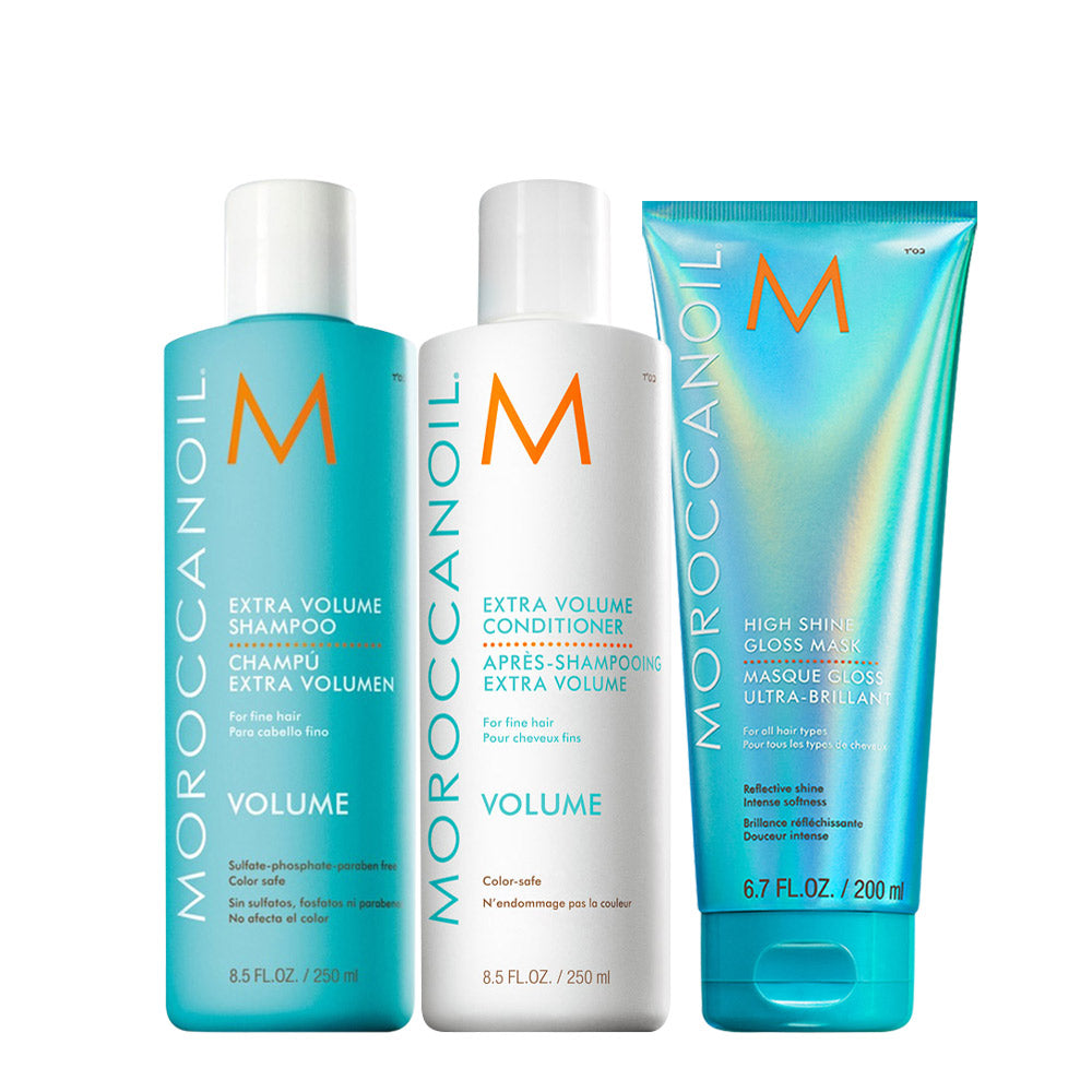 Moroccanoil Extra Volume Shampoo 250ml Conditioner 250ml High Shine Gloss Mask 200ml