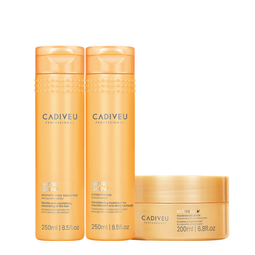 Cadiveu Nutri Glow Sulphate Free Shampoo 250ml Conditioner 250ml Mask 200ml
