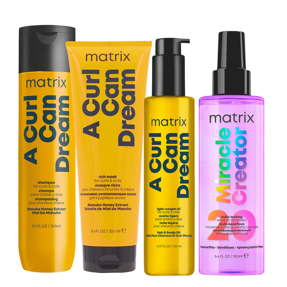 Matrix Haircare A Curl Can Dream Shampoo 300ml  Mask 250ml Oil 150ml Miracle Creator 190ml