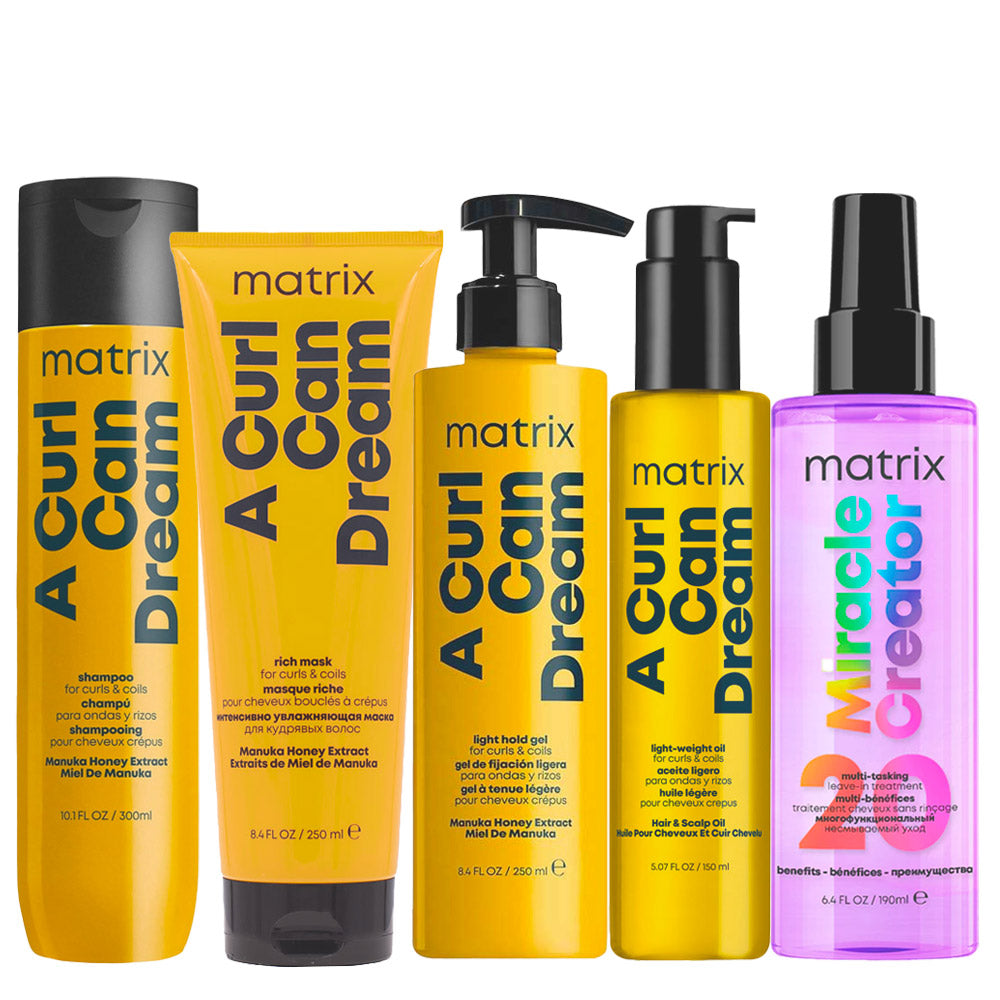 Matrix Haircare A Curl Can Dream Shampoo 300ml Mask 250ml Gel 200ml Oil 150ml Miracle Creator 190ml