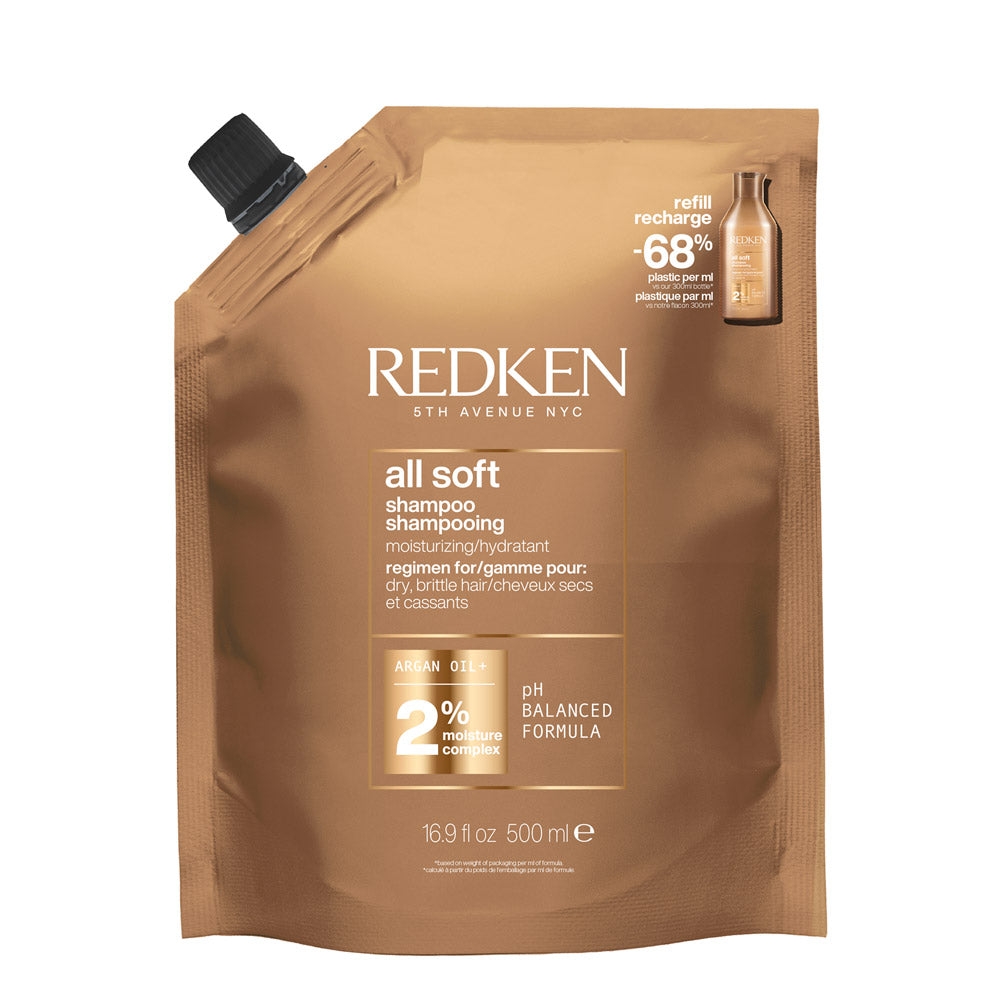 Redken All Soft Refill Shampoo 500ml -  eco- ricarica shampoo capelli secchi