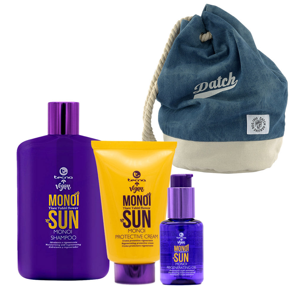 Tecna Monoi Sun Shampoo 400ml  Protective Cream 125ml Regenerating Oil 55ml + Zaino a Sacca