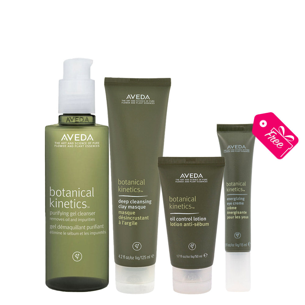 Aveda Botanical Kinetics Purifying Gel Cleanser 150ml Cleansing Clay 125ml Oil  Lotion 50ml + Eye Cream 15ml OMAGGIO