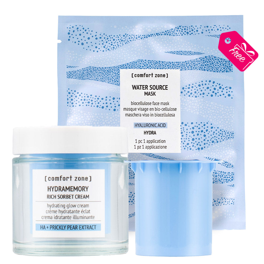 Comfort Zone Hydramemory Rich Sorbet Cream 50ml + Refill 50ml + Maschera in Biocellulosa in Omaggio