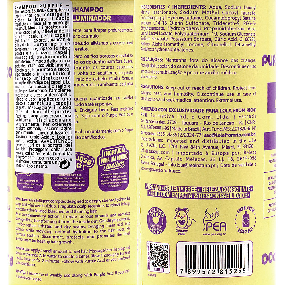Lola From Rio Purple Shampoo Iluminador 250ml - shampoo illuminante