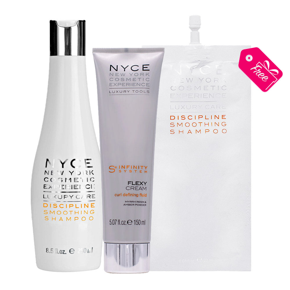 Nyce Luxury Care Discipline Smoothing Shampoo 250ml Curl Flexy Cream 150ml +  Shampoo 20ml OMAGGIO