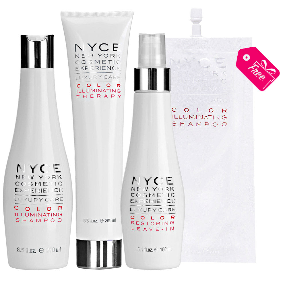 Nyce Luxury Care Color Illuminating Shampoo 250ml Therapy Mask 200ml Restoring Leave In 150ml + Shampoo 20ml OMAGGIO