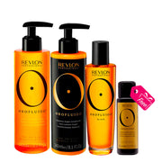 Revlon Orofluido Radiance Argan Shampoo 240ml Conditioner 240ml Oil 100ml + Argan Shampoo 50ml OMAGGIO