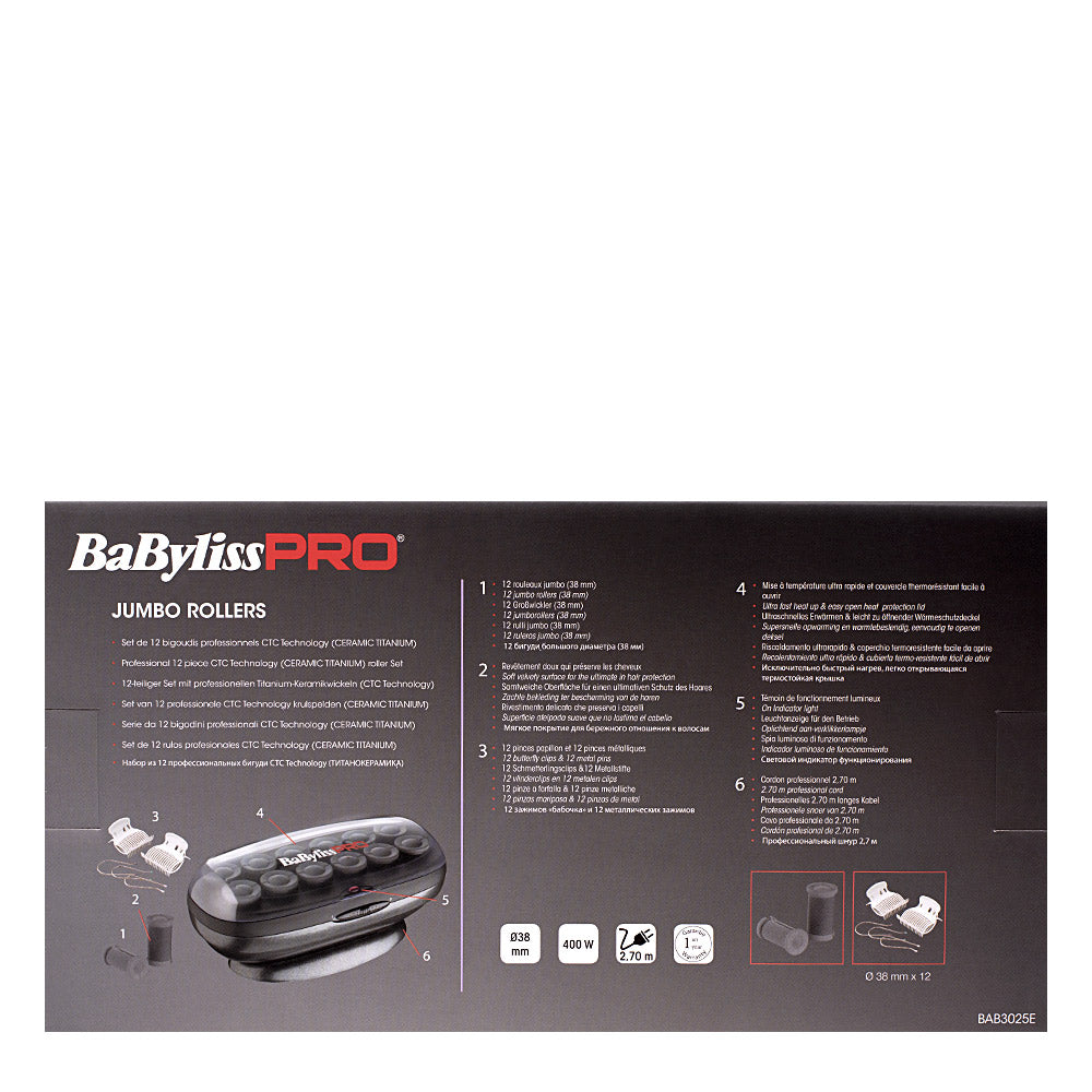 Babyliss Pro Set di 12 Bigodini Riscaldanti BAB3025E
