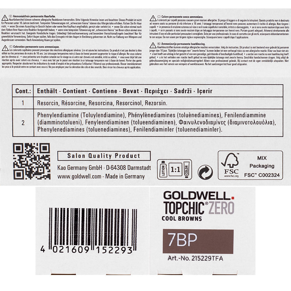 7BP Topchic Zero Cool Browns Mid Beige Pearl Blonde Tb 60ml - colorazione permanente senza ammoniaca
