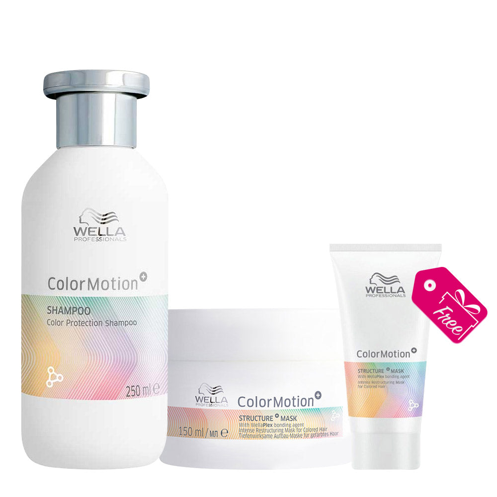 Wella ColorMotion+ Color Protection Shampoo 250ml Structure Mask 150ml + Mask 30ml OMAGGIO