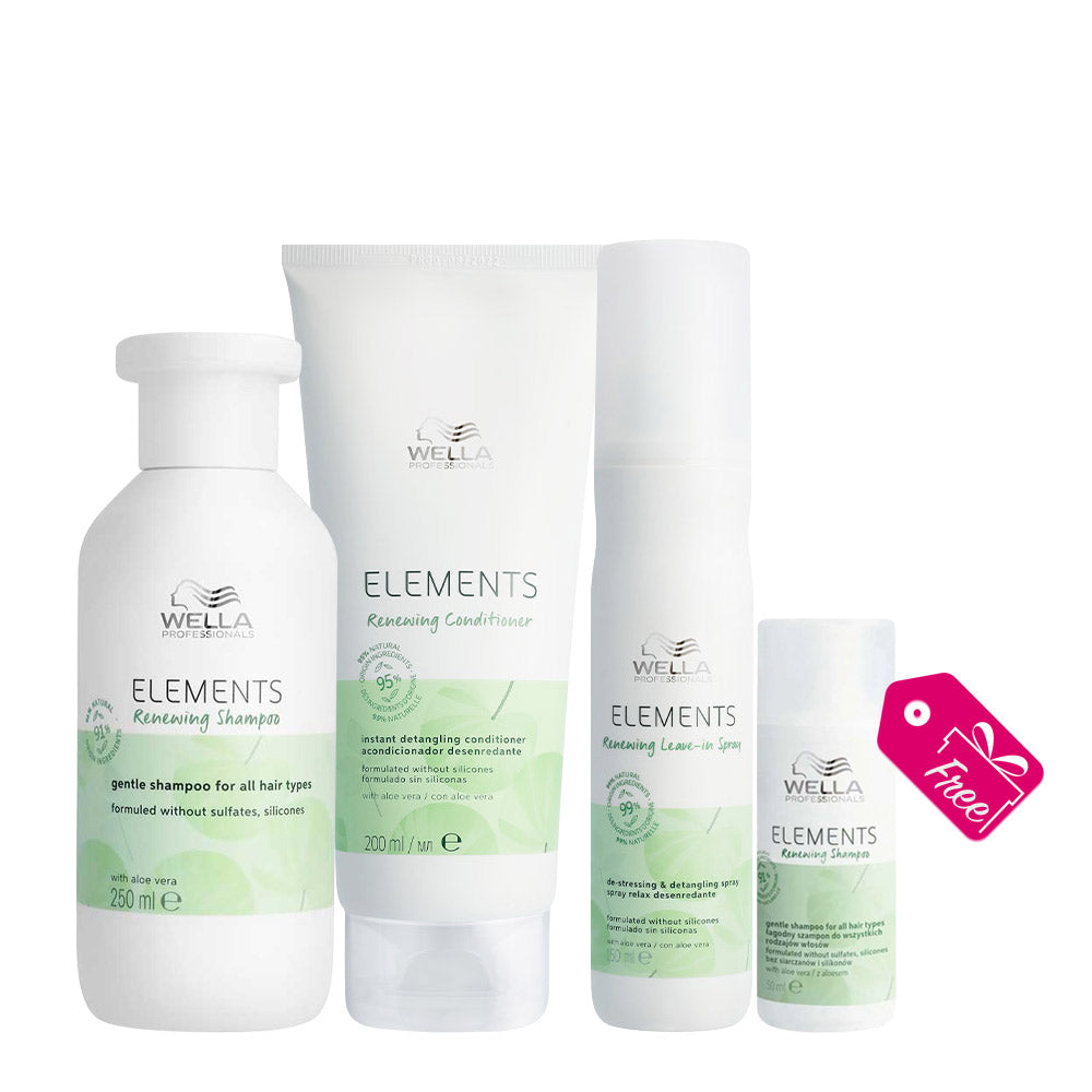 Wella New Elements Shampoo Renew 250ml Conditioner 200ml Lotion 150ml + Shampoo 50ml OMAGGIO