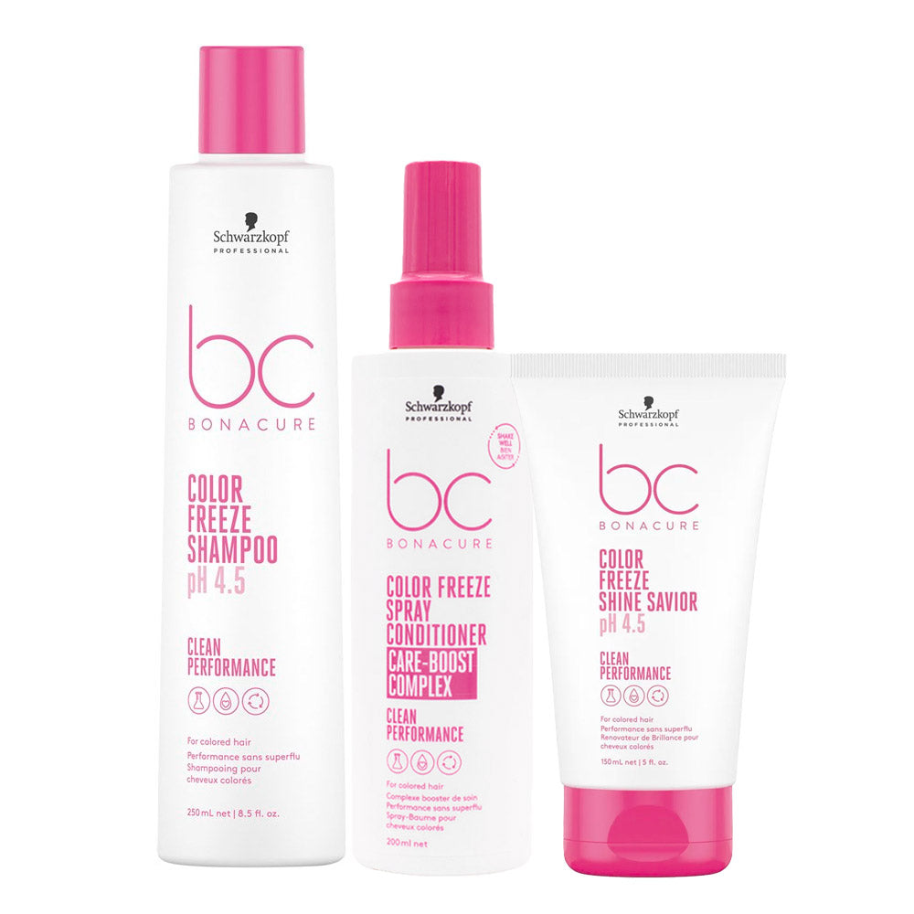 Schwarzkopf BC Bonacure Color Freeze Shampoo pH 4.5 250ml Spray Conditioner 200ml Shine Savior pH 4.5 150ml