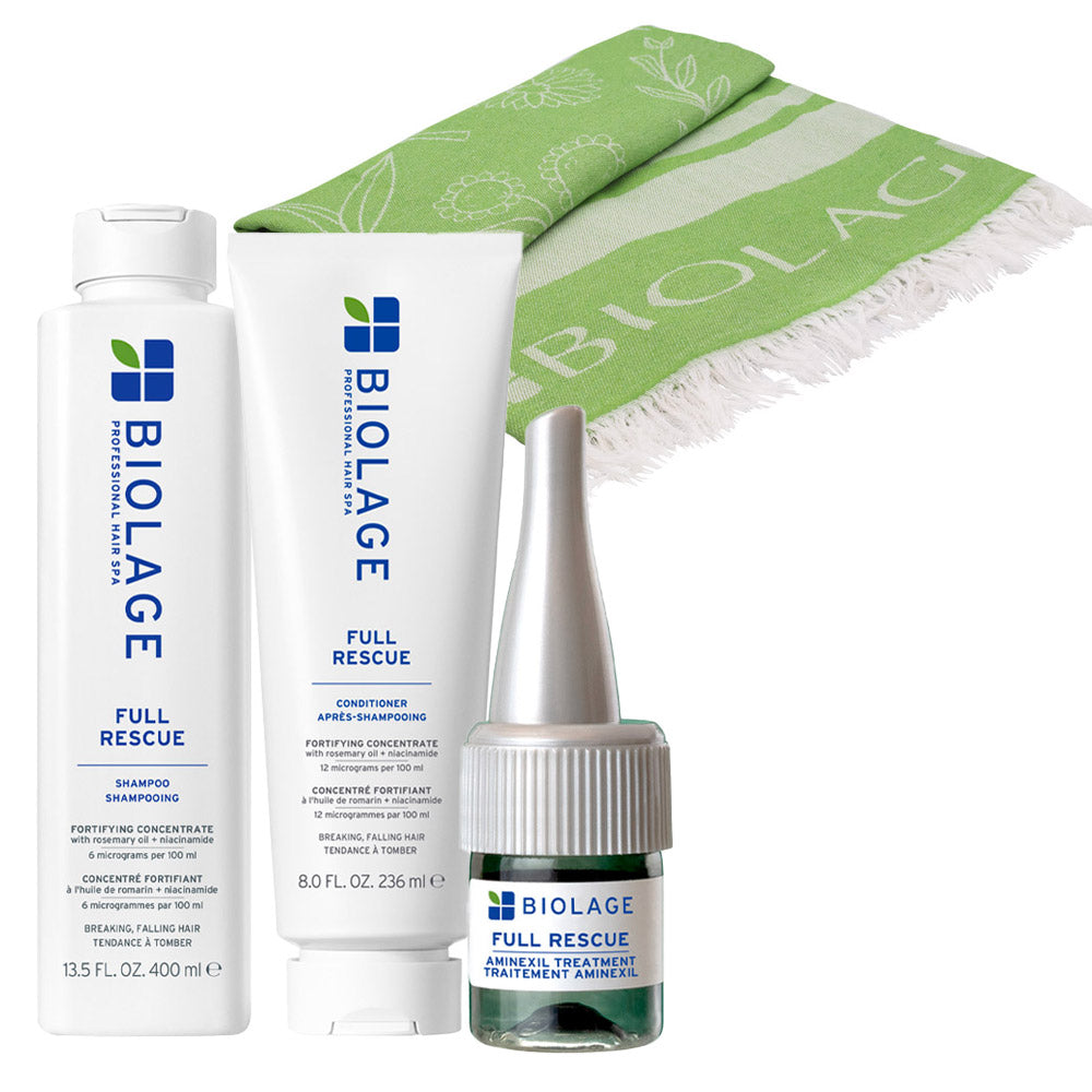 Biolage Professional Hair Spa Full Rescue Shampoo 400ml Conditioner 236ml Aminexil 6x10ml + Telo OMAGGIO