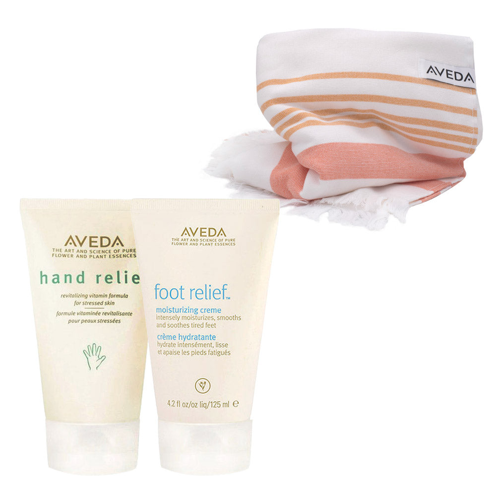 Aveda Hand Relief Moisturizing Creme 125ml Foot Relief Moisturizing Creme 125ml + Telo in Cotone Organico Omaggio