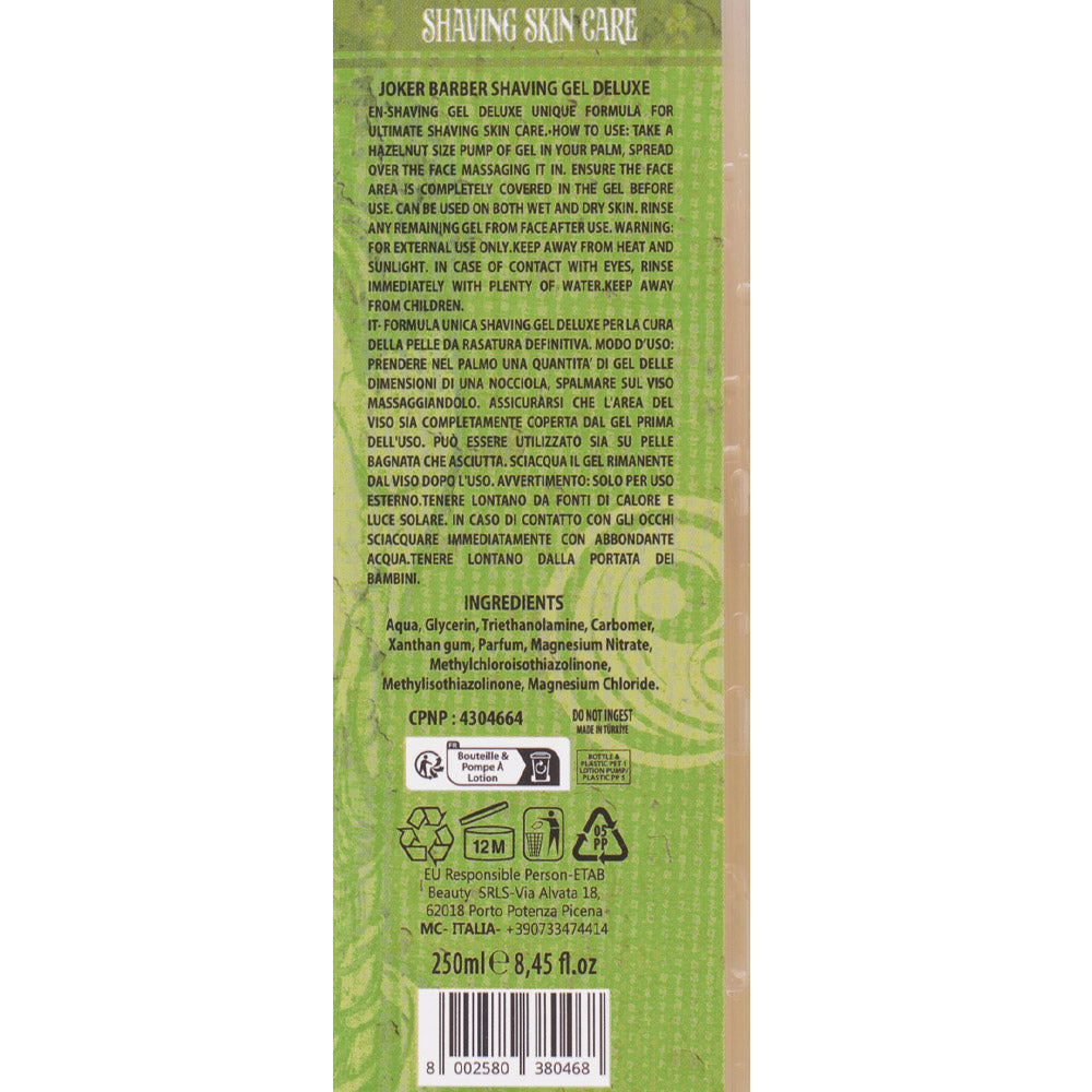 Joker Barber Shaving Gel Deluxe 250ml - gel rasatura