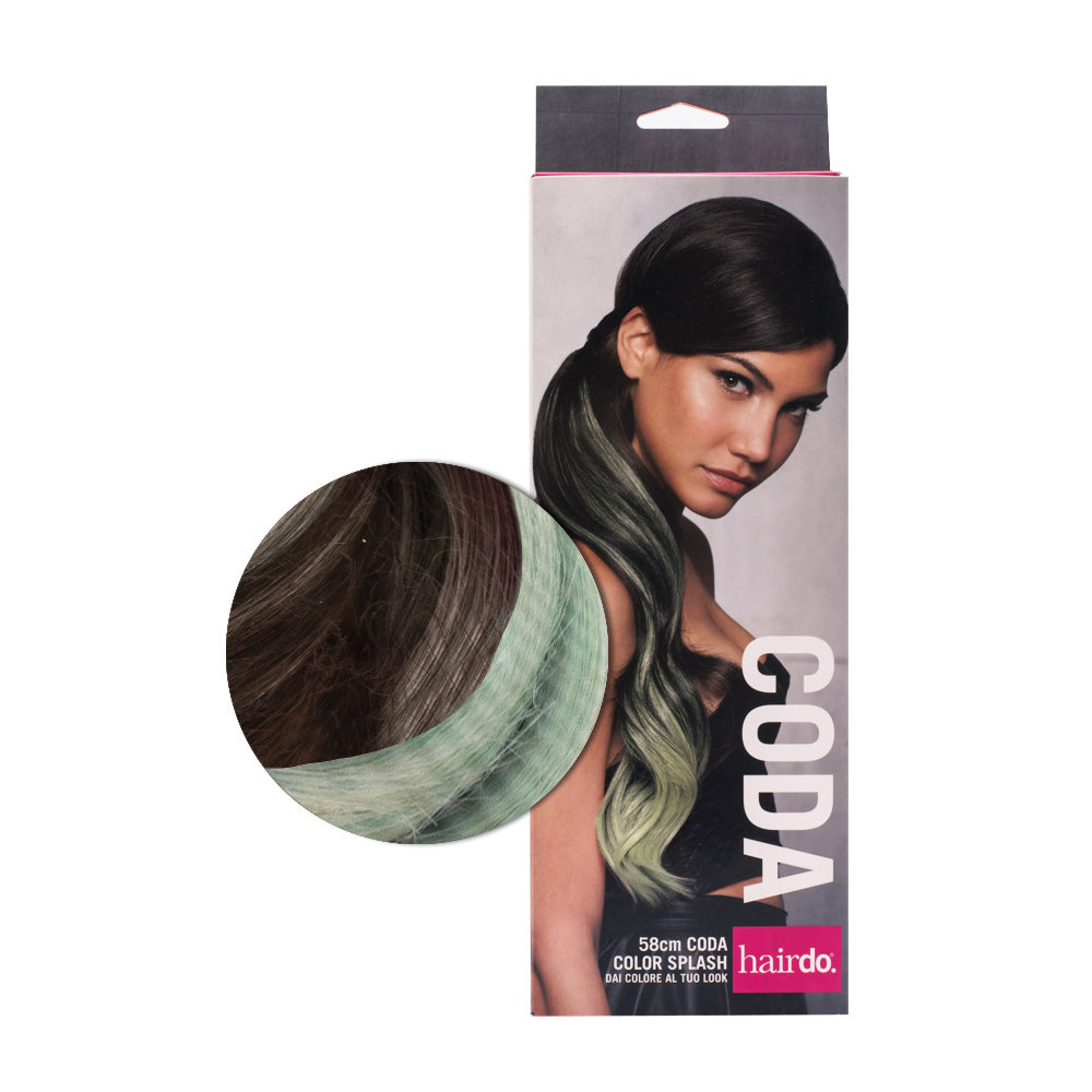Hairdo Coda Color Splash Chestnut / Light Green 58 cm - coda verde chiaro