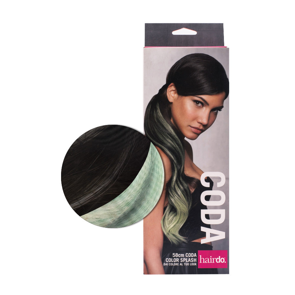 Hairdo Coda Color Splash Medium Brown / Light Green 58 cm - coda verde chiaro